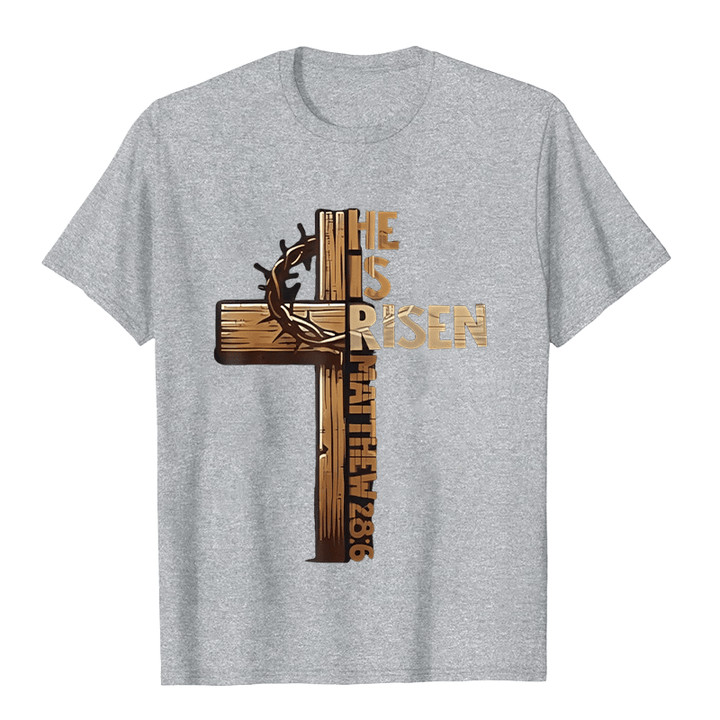Christianartworkshop Unisex-T-Shirt mit Kreuz und Dornenkrone von He Is Risen - Grau - 2XL - image 9