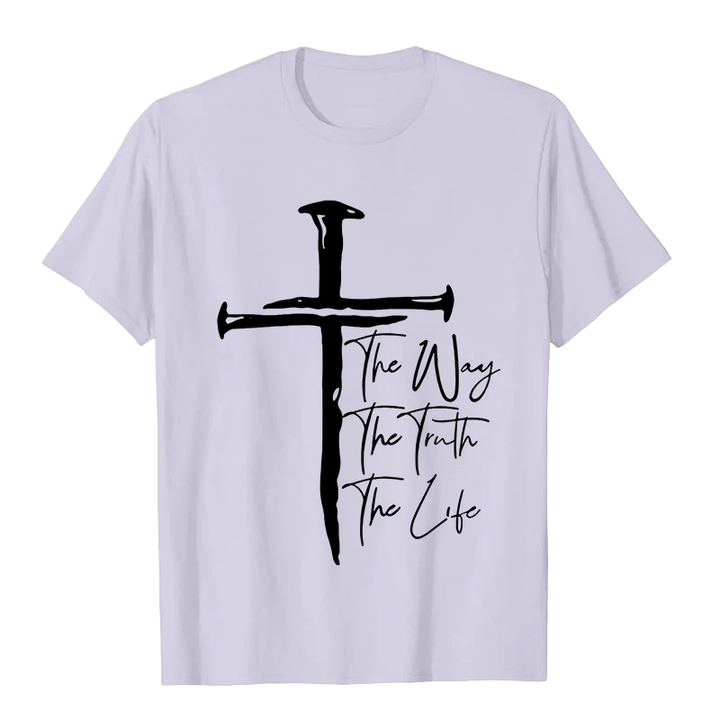 Christianartworkshop Glaube - Basierend auf dem schwarzen Kreuz Der Weg Die Wahrheit Das Leben Unisex T-Shirt - Hellviolett - 2XL - image 0