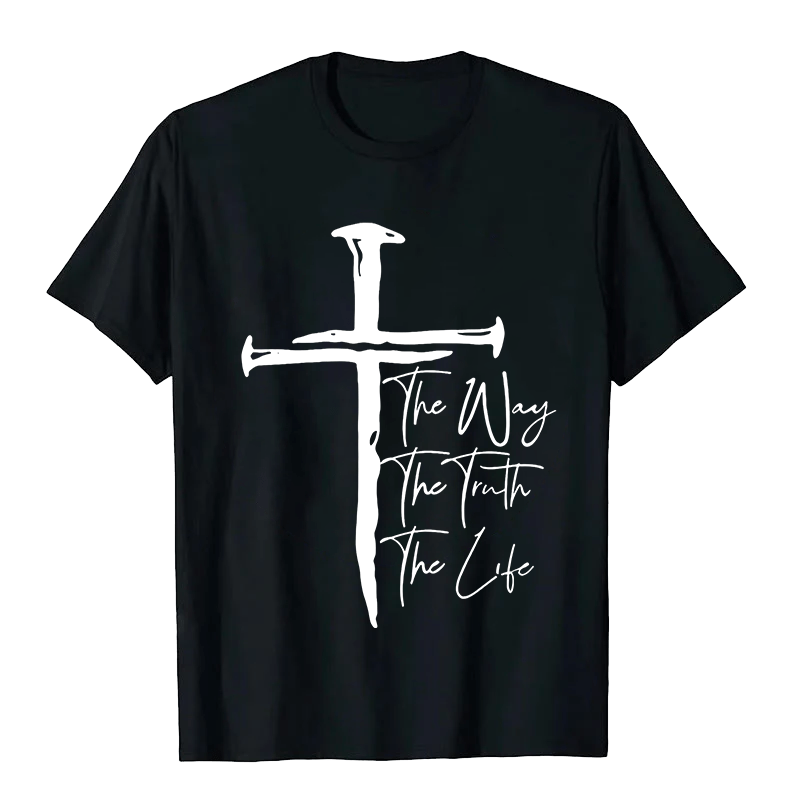 Christianartworkshop Glaube - Basierend auf dem schwarzen Kreuz Der Weg Die Wahrheit Das Leben Unisex T-Shirt - Schwarz - 2XL - image 4