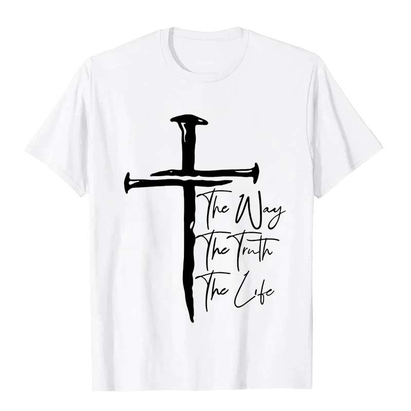 Christianartworkshop Glaube - Schwarzes Kreuz Der Weg Die Wahrheit Das Leben Unisex-T-Shirt - Weiß - 2XL - image 1