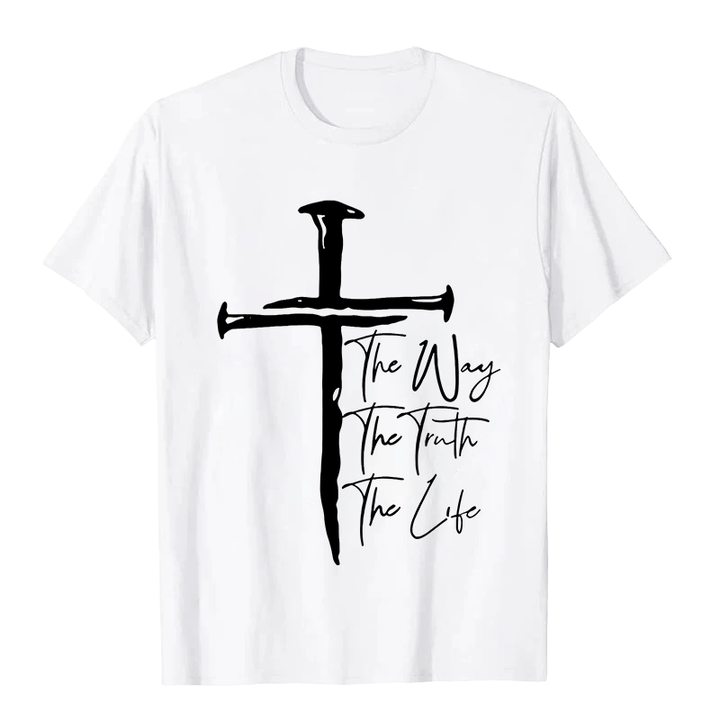 Christianartworkshop Glaube - Schwarzes Kreuz Der Weg Die Wahrheit Das Leben Unisex-T-Shirt - Weiß - 2XL - image 1