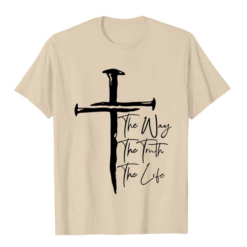 Christianartworkshop Glaube - Schwarzes Kreuz Der Weg Die Wahrheit Das Leben Unisex-T-Shirt - Beige - 2XL - image 5