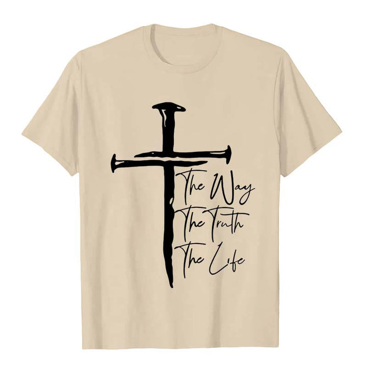 Christianartworkshop Glaube - Schwarzes Kreuz Der Weg Die Wahrheit Das Leben Unisex-T-Shirt - Beige - 2XL - image 5