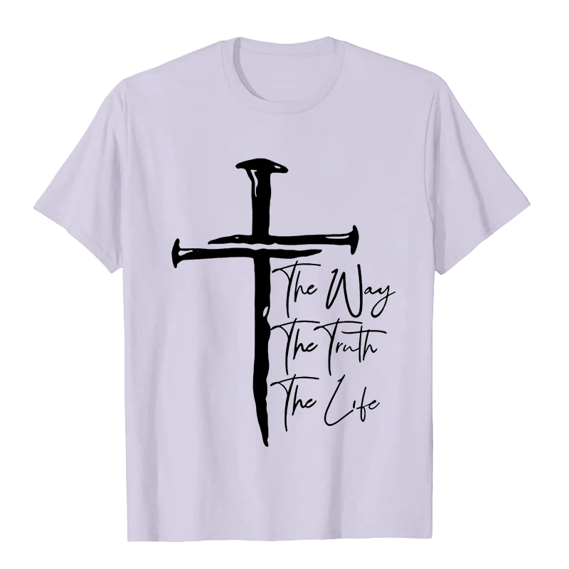 Christianartworkshop Glaube - Schwarzes Kreuz Der Weg Die Wahrheit Das Leben Unisex-T-Shirt - Hellviolett - 2XL - image 0