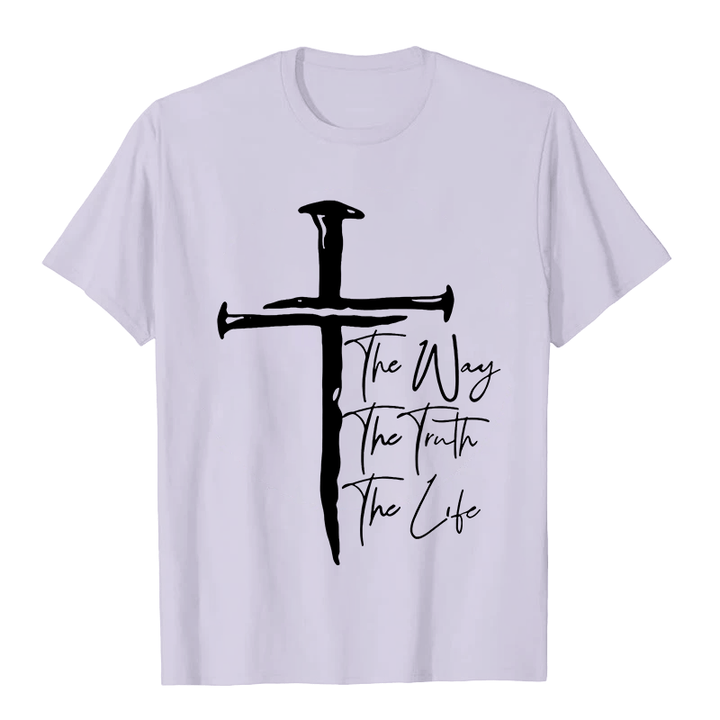 Christianartworkshop Glaube - Schwarzes Kreuz Der Weg Die Wahrheit Das Leben Unisex-T-Shirt - Hellviolett - 2XL - image 0
