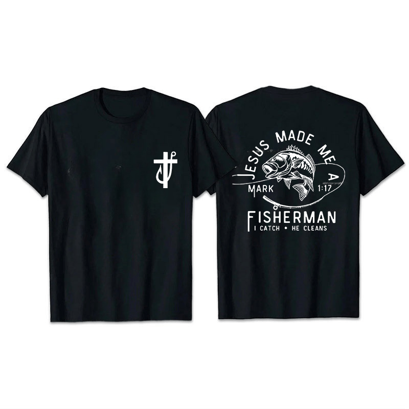 Christianartworkshop Jesus Made Me A Fisherman Markus 1:17 Unisex-T-Shirt - Schwarz - 2XL - image 5
