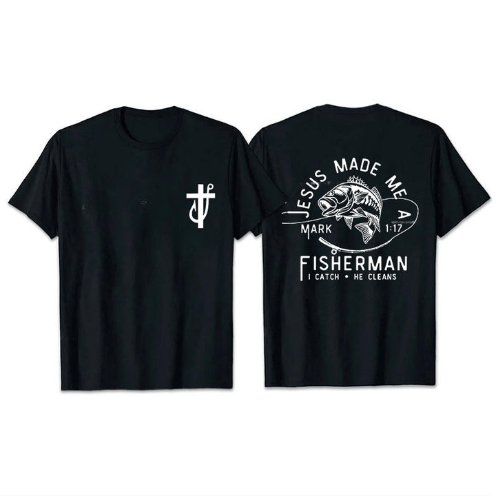 Christianartworkshop Jesus Made Me A Fisherman Markus 1:17 Unisex-T-Shirt - Schwarz - 2XL - image 5