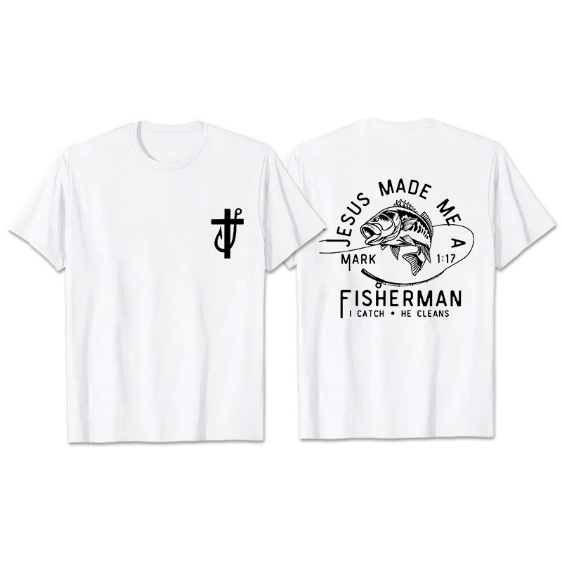 Christianartworkshop Jesus machte mich zum Fischer Markus 1:17 Unisex T-Shirt - Weiß - 2XL - image 9