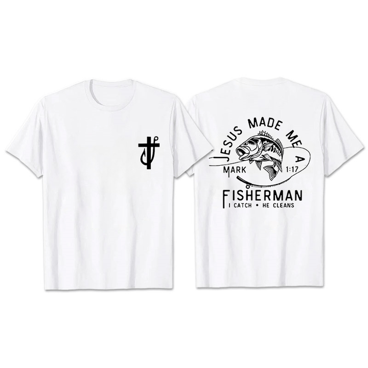 Christianartworkshop Jesus machte mich zum Fischer Markus 1:17 Unisex T-Shirt - Weiß - 2XL - image 9