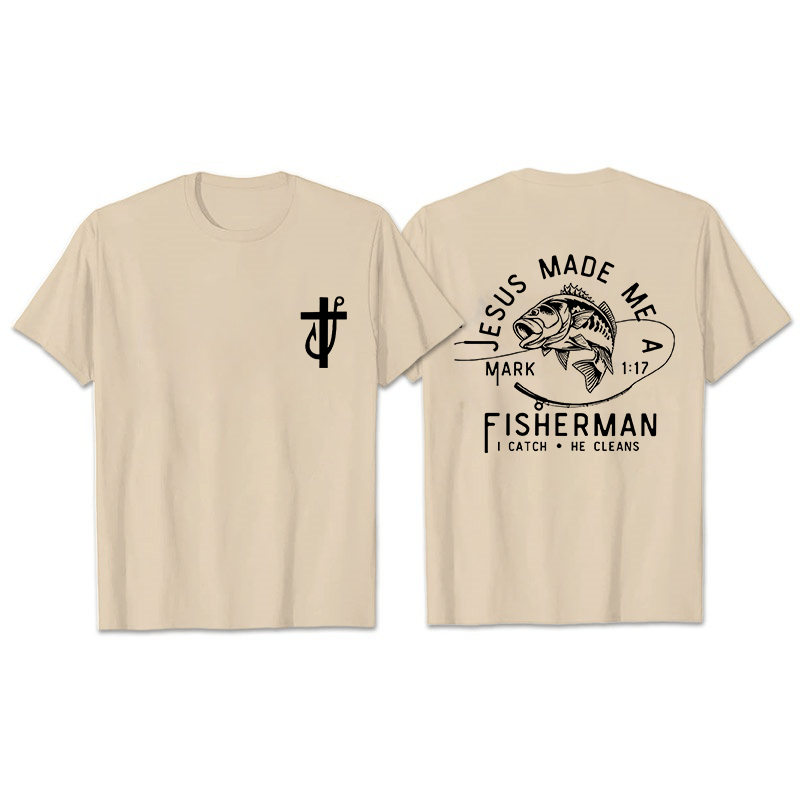 Christianartworkshop Jesus machte mich zum Fischer Markus 1:17 Unisex T-Shirt - Beige - 2XL - image 15
