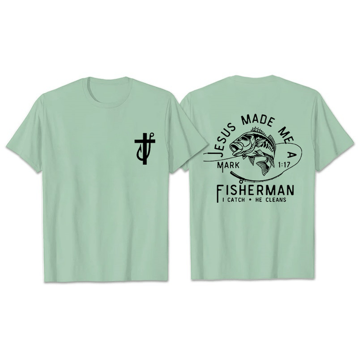 Christianartworkshop Jesus Made Me A Fisherman Markus 1:17 Unisex-T-Shirt - Hellgrün - 2XL - image 20