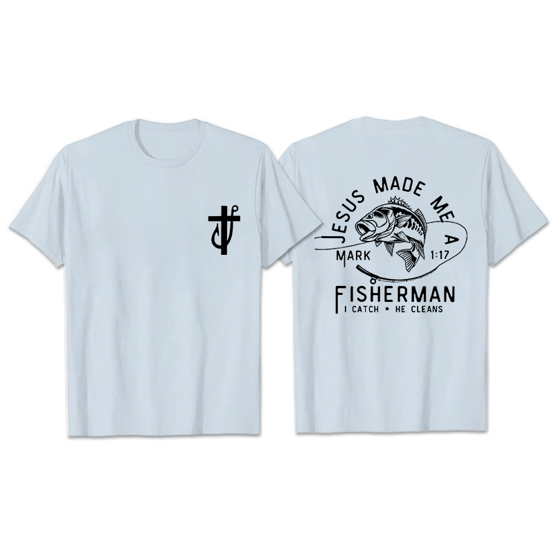 Christianartworkshop Jesus Made Me A Fisherman Markus 1:17 Unisex-T-Shirt - Hellblau - 2XL - image 2