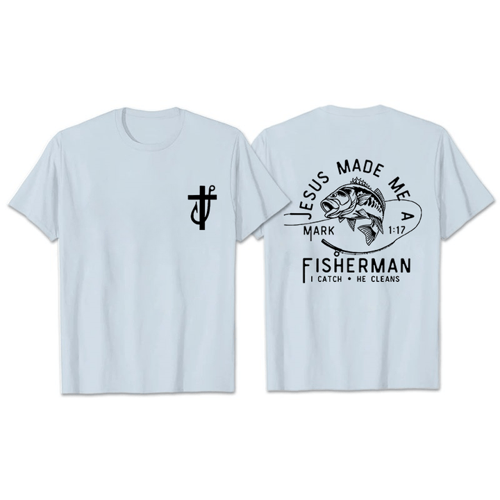 Christianartworkshop Jesus Made Me A Fisherman Markus 1:17 Unisex-T-Shirt - Hellblau - 2XL - image 2