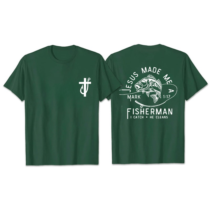 Christianartworkshop Jesus Made Me A Fisherman Markus 1:17 Unisex-T-Shirt - Dunkelgrün - 2XL - image 23