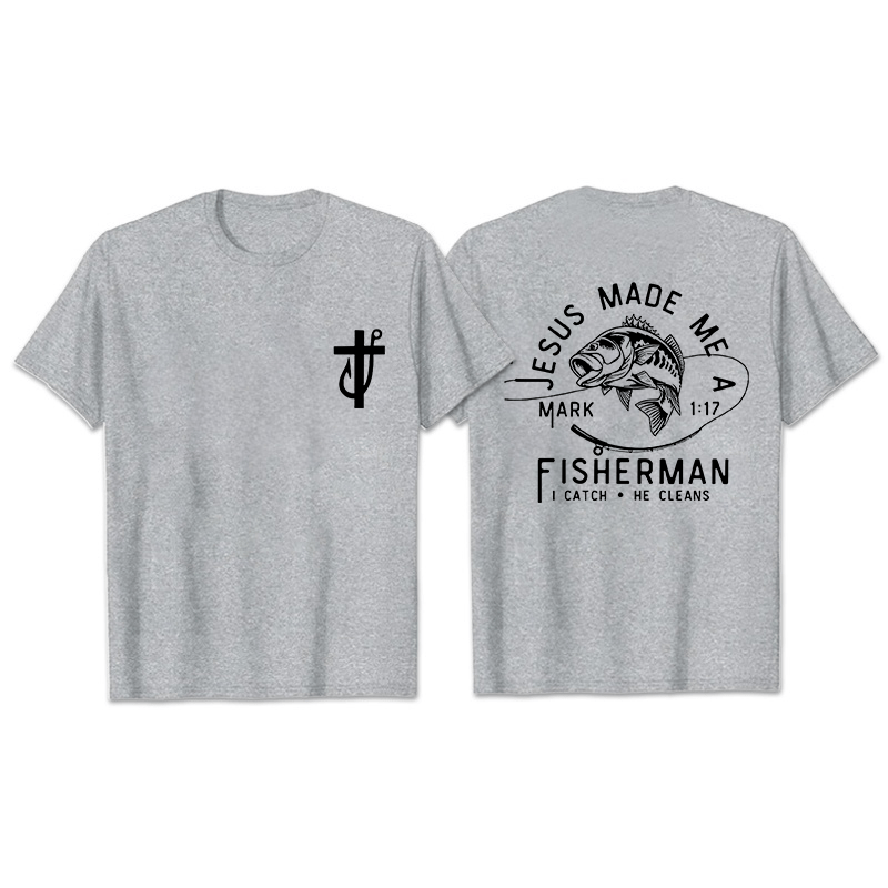 Christianartworkshop Jesus Made Me A Fisherman Markus 1:17 Unisex-T-Shirt - Grau - 2XL - image 26