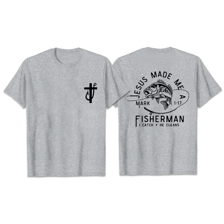 Christianartworkshop Jesus Made Me A Fisherman Markus 1:17 Unisex-T-Shirt - Grau - 2XL - image 26