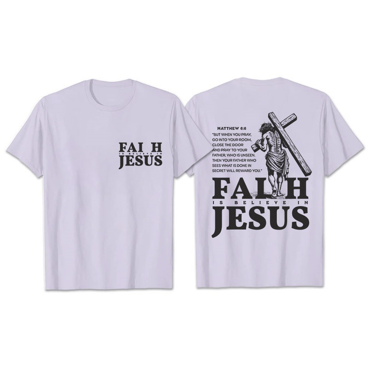 Christianartworkshop Glaube heißt Glaube an Jesus mit Matthäus 6,6 Unisex-T-Shirt - Hellviolett - 2XL - image 14