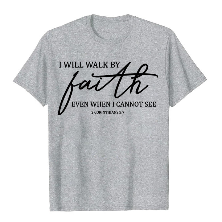 Christianartworkshop Ich werde im Glauben wandeln Bibelzitat Unisex-T-Shirt - Grau - 2XL - image 8