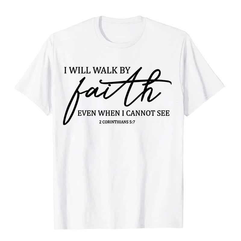 Christianartworkshop Ich werde im Glauben wandeln Bibelzitat Unisex-T-Shirt - Weiß - 2XL - image 3
