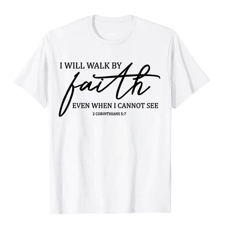 Christianartworkshop Ich werde im Glauben wandeln Bibelzitat Unisex-T-Shirt - Weiß - 2XL - image 3
