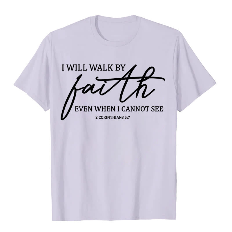 Christianartworkshop Ich werde im Glauben wandeln Bibelzitat Unisex-T-Shirt - Hellviolett - 2XL - image 0
