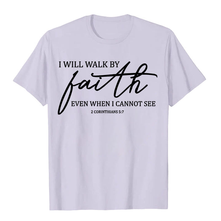 Christianartworkshop Ich werde im Glauben wandeln Bibelzitat Unisex-T-Shirt - Hellviolett - 2XL - image 0