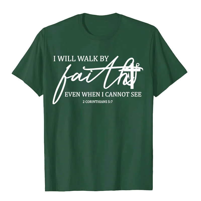 Christianartworkshop Ich werde im Glauben wandeln Bibelzitat Unisex-T-Shirt - Dunkelgrün - 2XL - image 7
