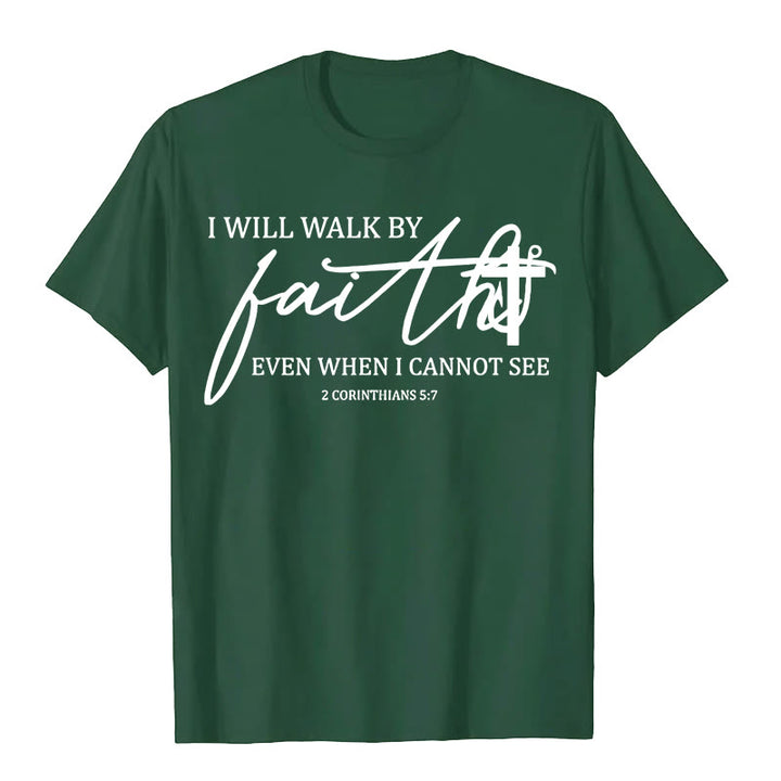Christianartworkshop Ich werde im Glauben wandeln Bibelzitat Unisex-T-Shirt - Dunkelgrün - 2XL - image 7