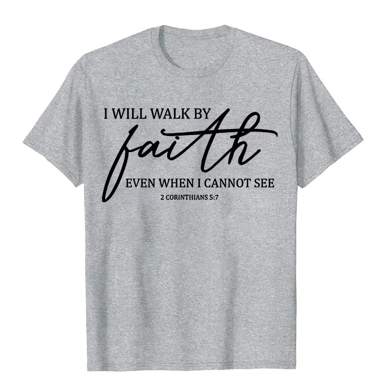 Christianartworkshop Unisex-T-Shirt mit Bibel-Zitat „I Will Walk By Faith“ - Grau - 2XL - image 8
