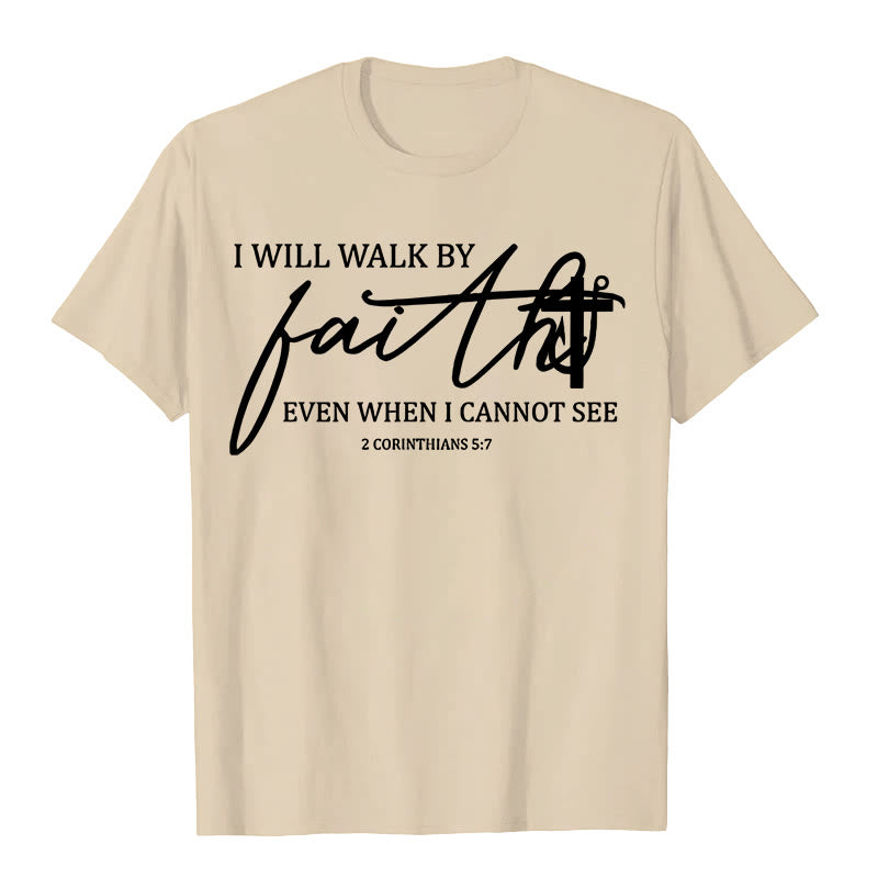 Christianartworkshop Ich werde im Glauben wandeln Bibelzitat Unisex-T-Shirt - Beige - 2XL - image 4