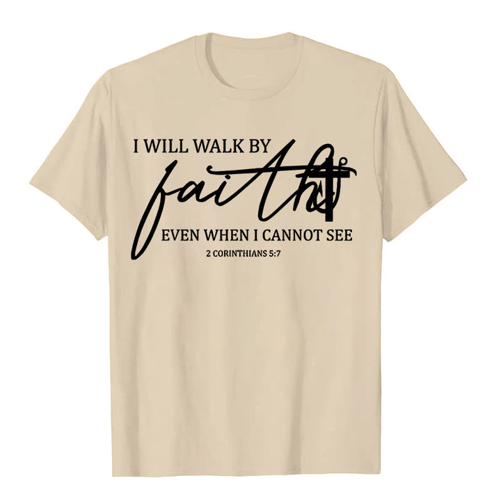 Christianartworkshop Ich werde im Glauben wandeln Bibelzitat Unisex-T-Shirt - Beige - 2XL - image 4