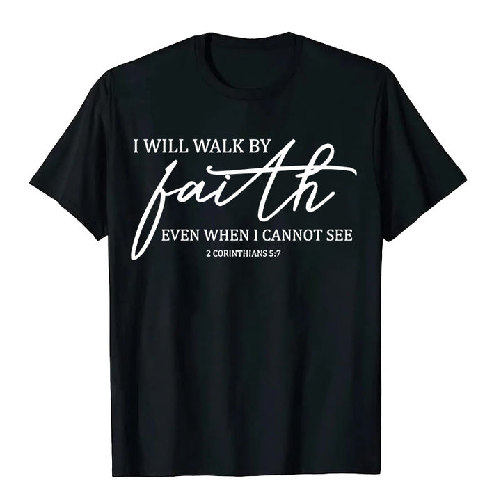 Christianartworkshop Ich werde im Glauben wandeln Bibelzitat Unisex-T-Shirt - Schwarz - 2XL - image 9