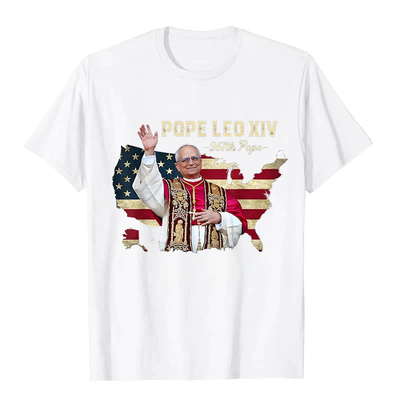 Christianartworkshop Papst Leo XIV. Amerika-Flagge Unisex T-Shirt