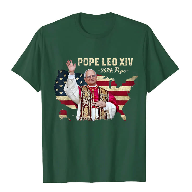 Christianartworkshop Papst Leo XIV. Amerika-Flagge Unisex T-Shirt