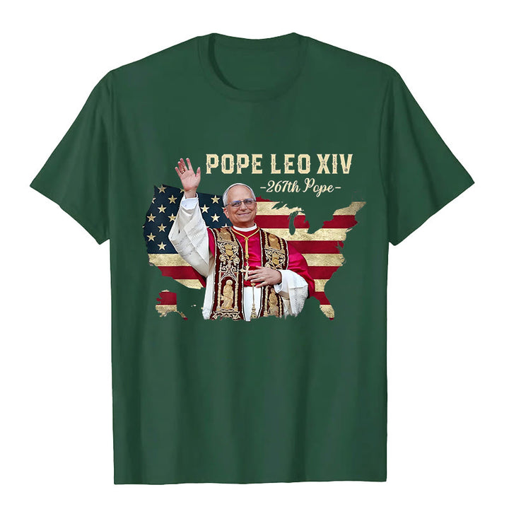 Christianartworkshop Papst Leo XIV. Amerika-Flagge Unisex T-Shirt