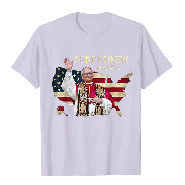 Christianartworkshop Papst Leo XIV. Amerika-Flagge Unisex T-Shirt