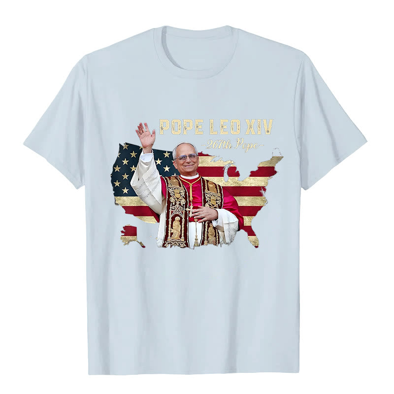 Christianartworkshop Papst Leo XIV. Amerika-Flagge Unisex T-Shirt