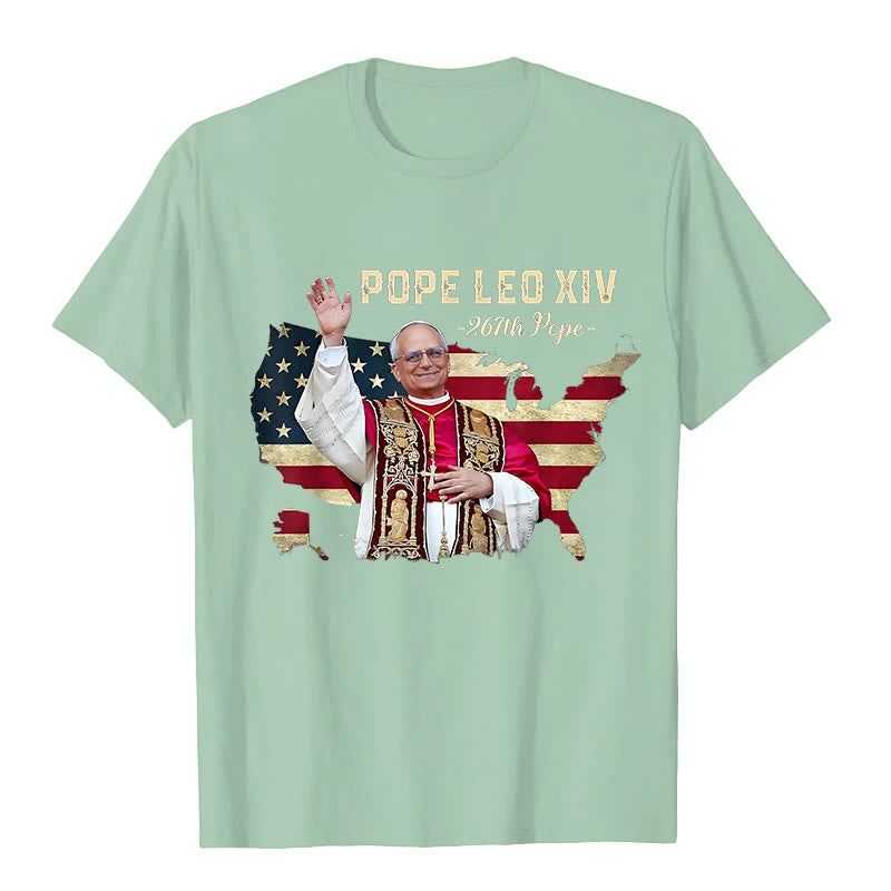 Christianartworkshop Papst Leo XIV. Amerika-Flagge Unisex T-Shirt