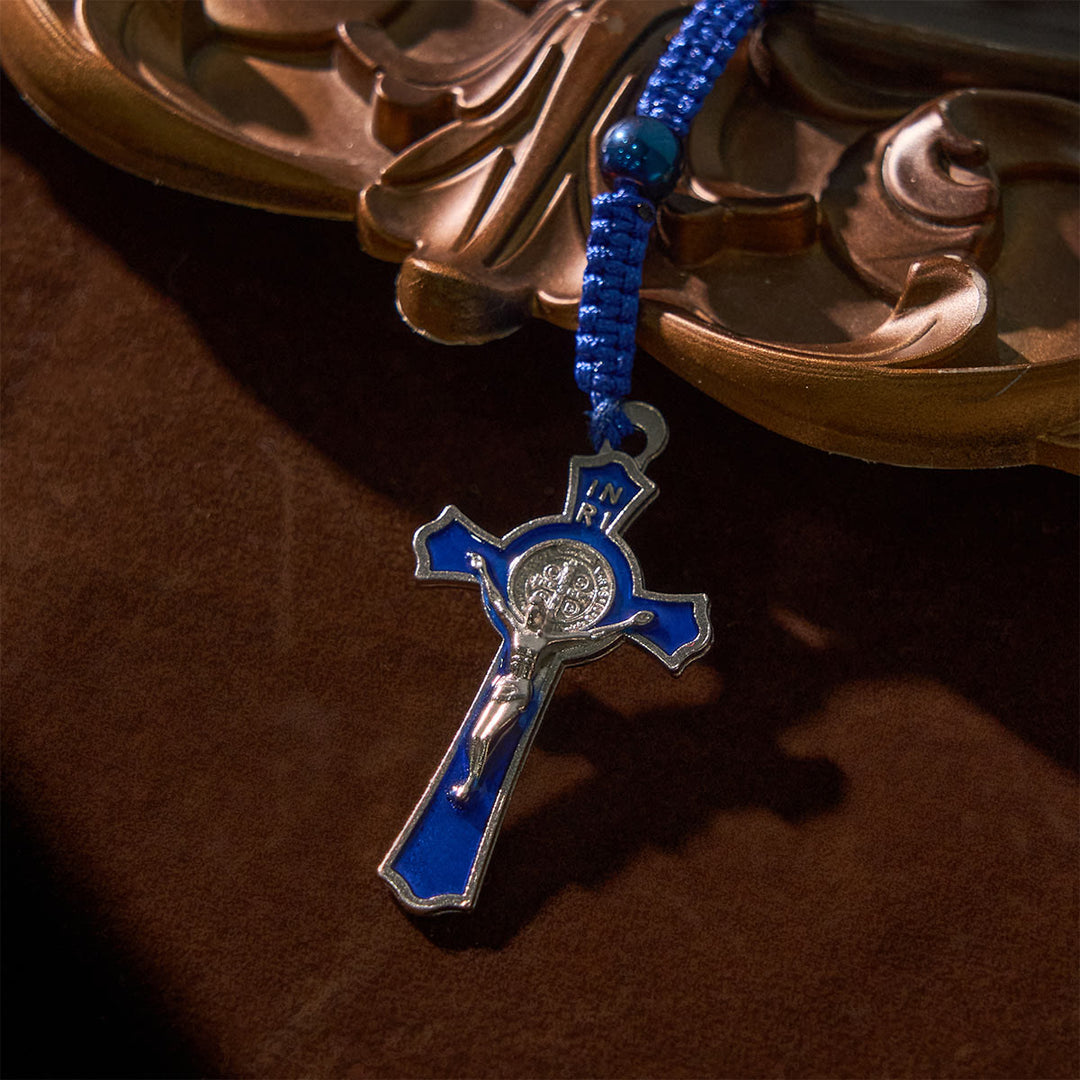 Christianartworkshop Rosenkranz mit Metallkugeln, königsblau, glänzend, minimalistisch