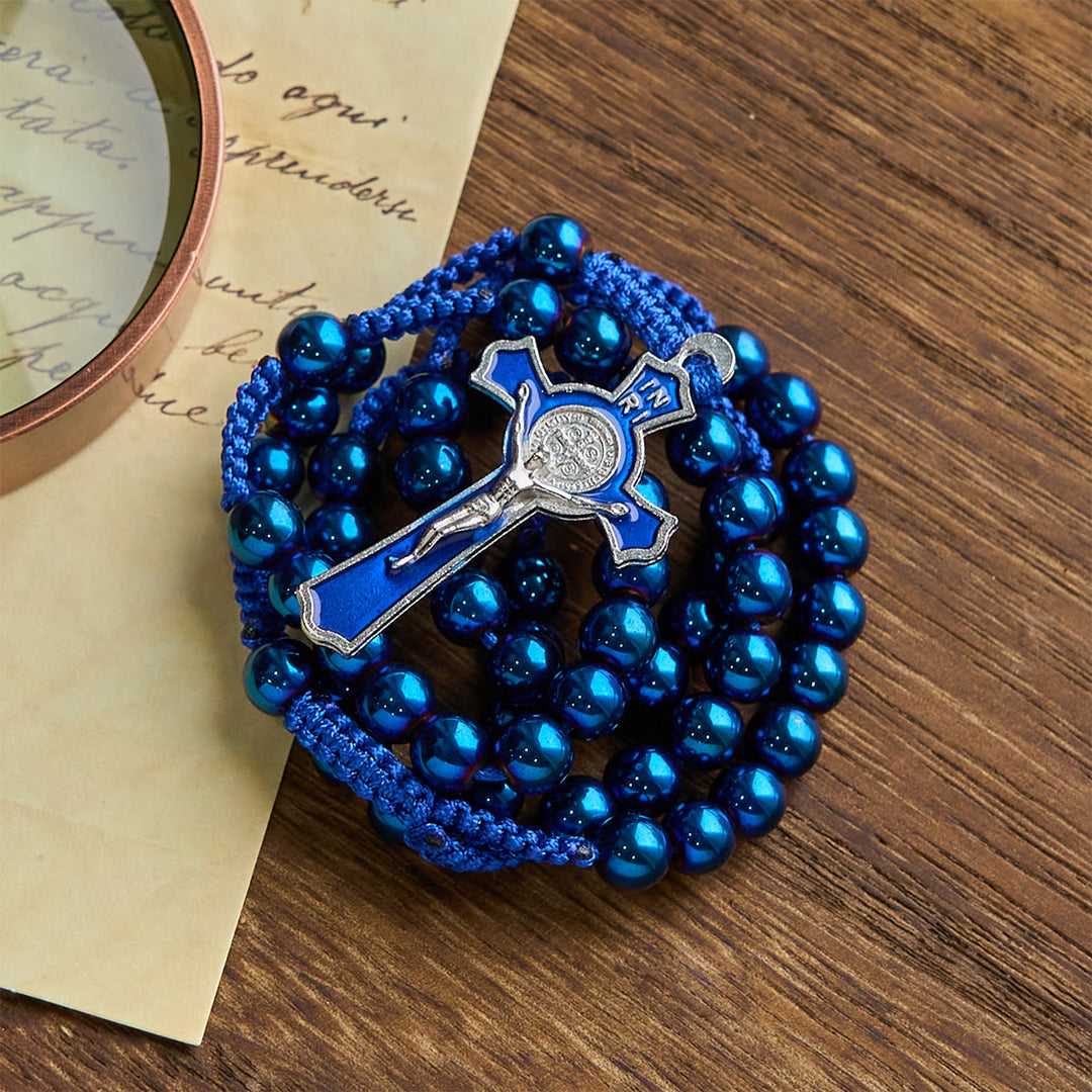 Christianartworkshop Rosenkranz mit Metallkugeln, königsblau, glänzend, minimalistisch - image 3