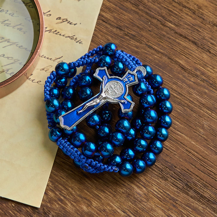 Christianartworkshop Rosenkranz mit Metallkugeln, königsblau, glänzend, minimalistisch - image 3