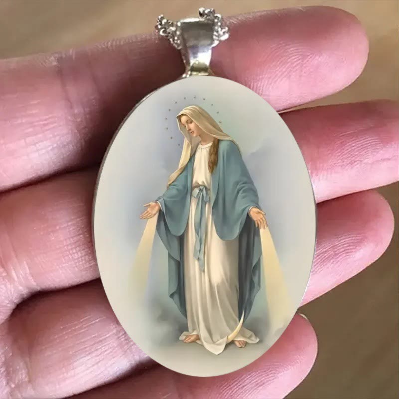 Christianartworkshop Halskette mit Anhänger „Beten Sie die gesegnete Jungfrau Maria“ und der Wundermedaille