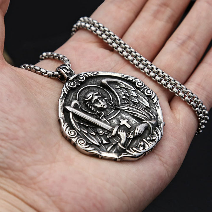 Christianartworkshop Halskette mit Anhänger und Amulett „Erzengel St. Michael, schütze uns“