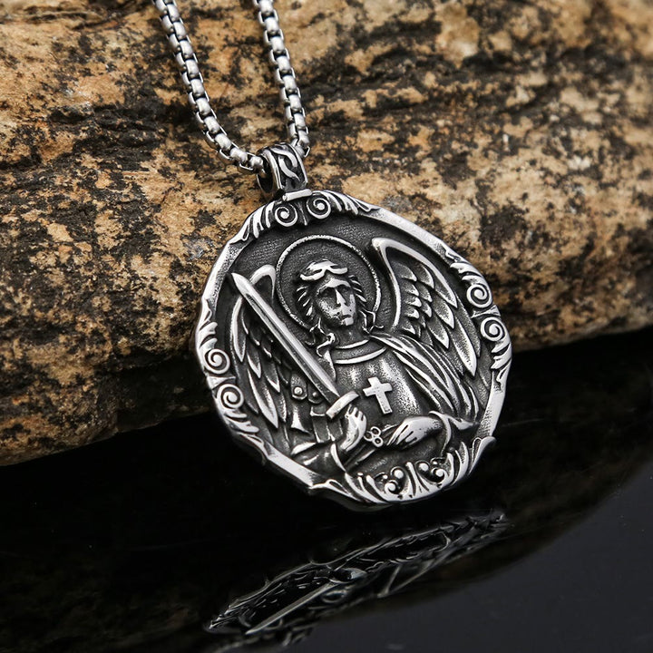 Christianartworkshop Halskette mit Anhänger und Amulett „Erzengel St. Michael, schütze uns“