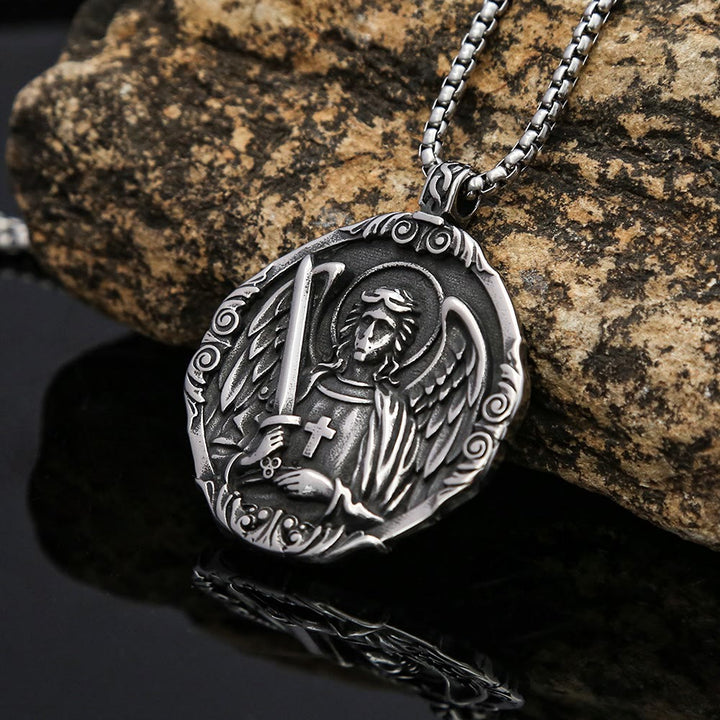 Christianartworkshop Halskette mit Anhänger und Amulett „Erzengel St. Michael, schütze uns“