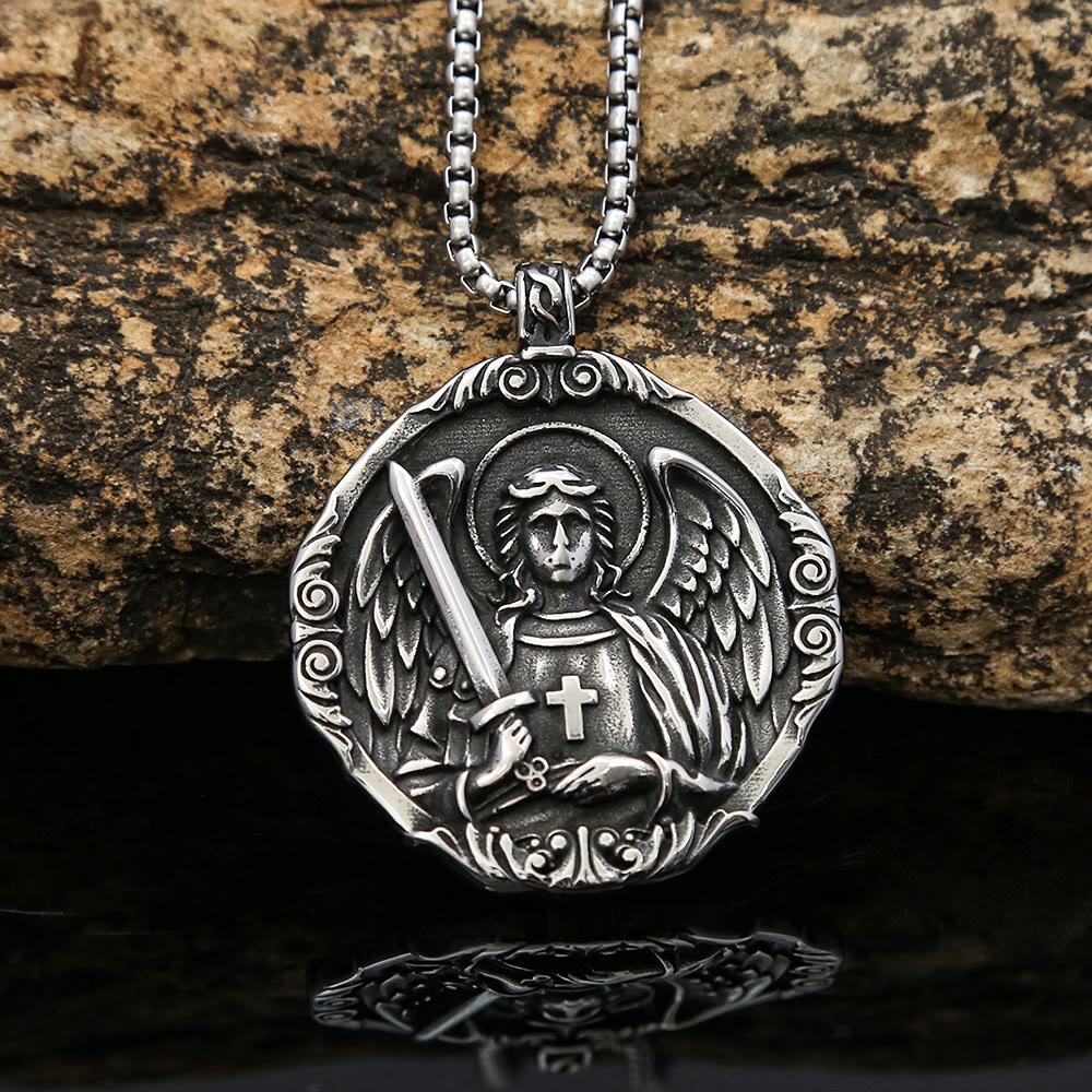 Christianartworkshop Halskette mit Anhänger und Amulett „Erzengel St. Michael, schütze uns“
