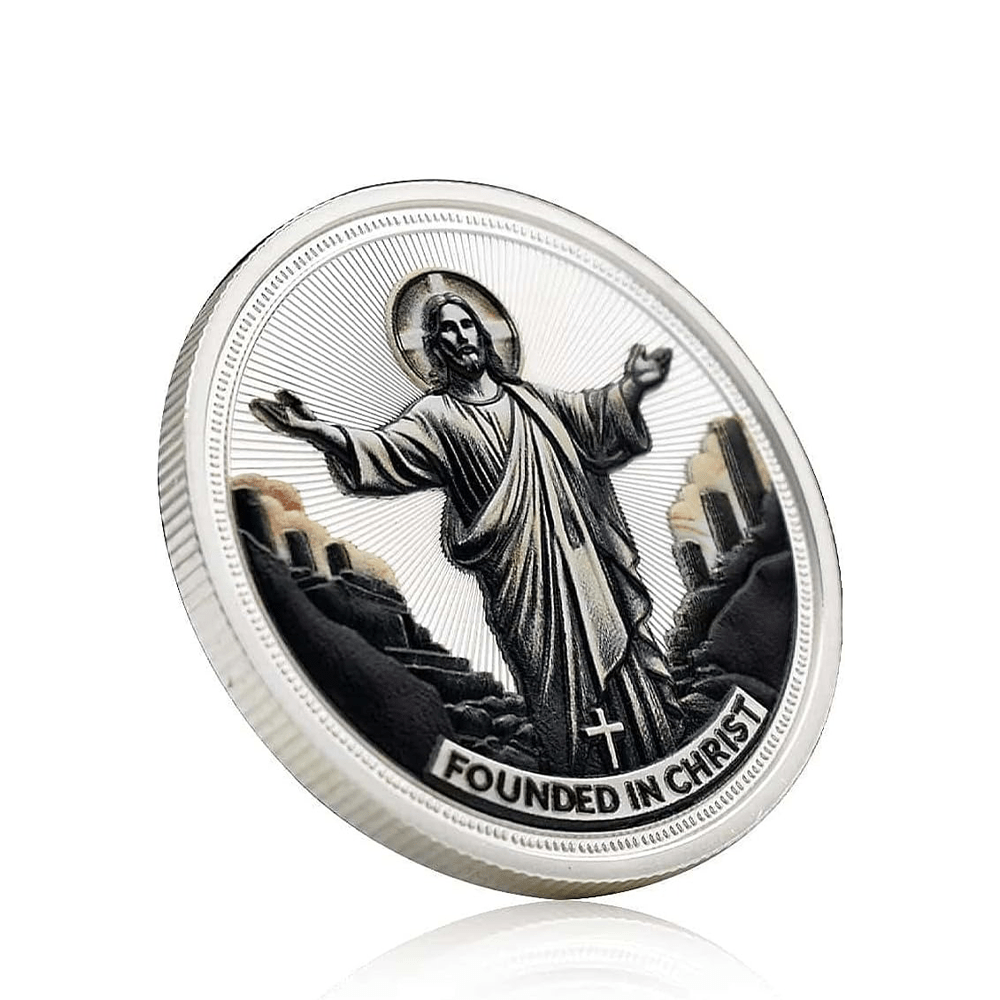Christianartworkshop Goldene/Silber-Herausforderungsmünze „Jesus Love Found In Christ“ mit Taube und Kreuz
