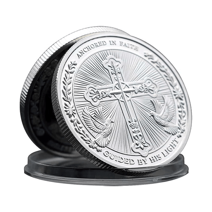 Christianartworkshop Goldene/Silber-Herausforderungsmünze „Jesus Love Found In Christ“ mit Taube und Kreuz