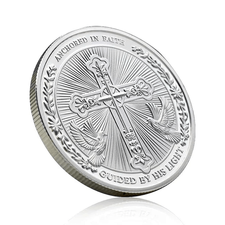 Christianartworkshop Goldene/Silber-Herausforderungsmünze „Jesus Love Found In Christ“ mit Taube und Kreuz - image 7
