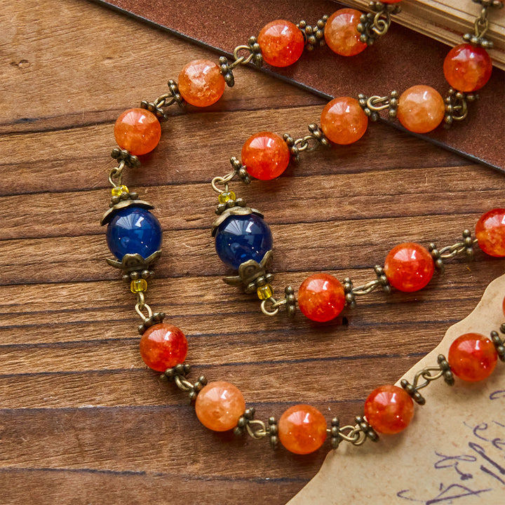 Christianartworkshop Handgefertigter Rosenkranz mit Medaille aus orangefarbenem Chalcedon „Unsere Liebe Frau, St. Benedikt“ - image 6